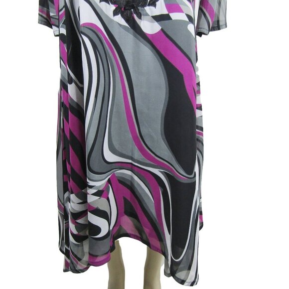 VTG 70s Groovy M L  Mod Psychedelic WHIMSIGOTH Hippie Witchy Midi Purple Dress - Picture 5 of 11